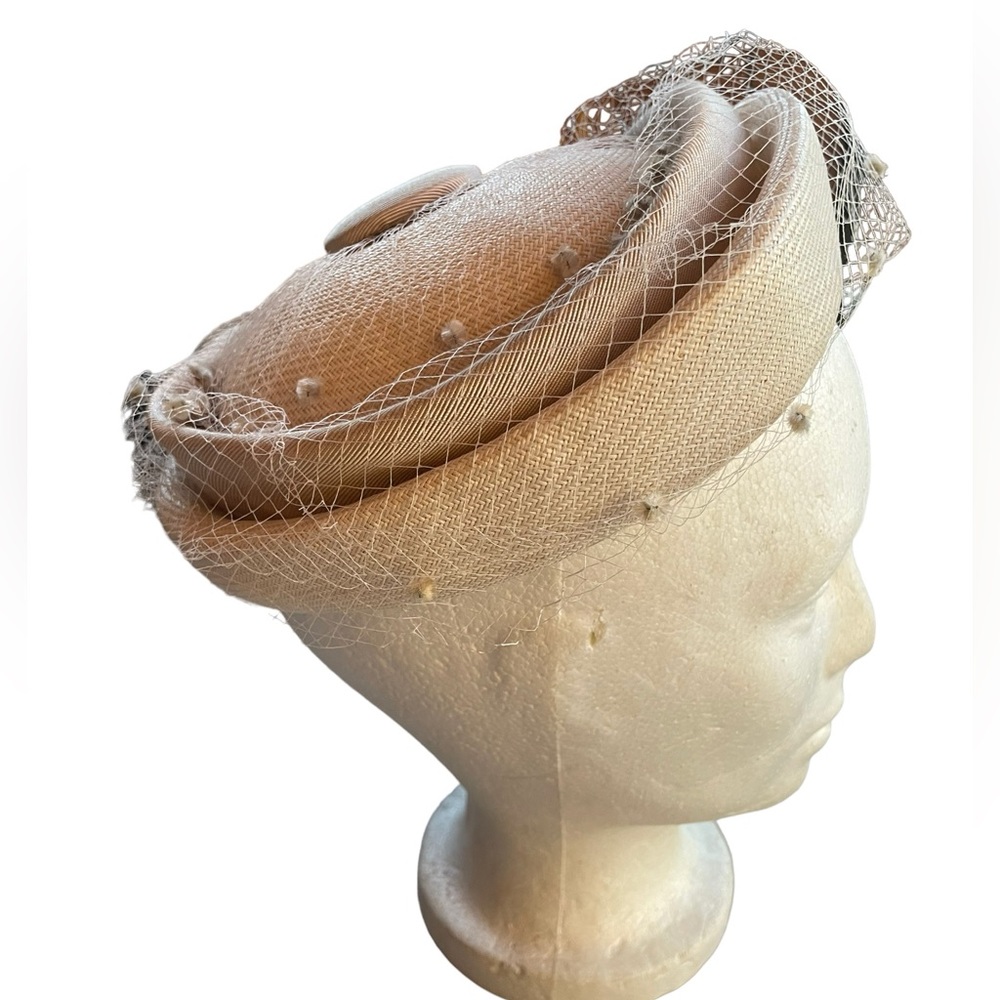 1950s Noreen Fashion Covered w/Netting Bumper‎ Hat - Picture 1 of 5